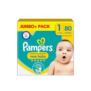 Pampers New Baby Size 1 Nappy Pants Jumbo+ Pack - 80's Pack (2kg - 5kg)